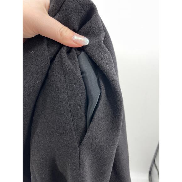 Christopher Kane Skirt Womens 8 Faux Leather Hem Flared Black Wool Pleated - Picture 6 of 6